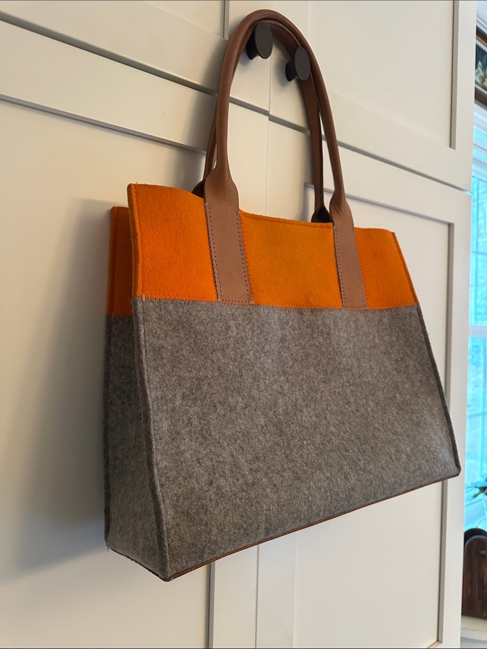 GRAF & LANTZ JAUNT COLOR BLOCK MERINO WOOL AND LEATHER TOTE - Picture 3 of 8